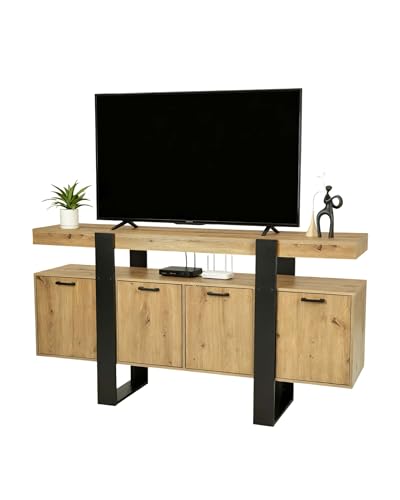 Amveya Meuble TV, Meuble Tele Bois, Grand Meuble Chambre,160X40X80cm, Buffet avec Fonction de Rangement, Idéal pour Les Salons, Les Chambres et Les Salles à...