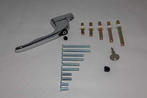 1st Time Fix UPVC Universal Inline Espag Lockable Double Glazing Window Handle Multi Spindles & Screws (Chrome)