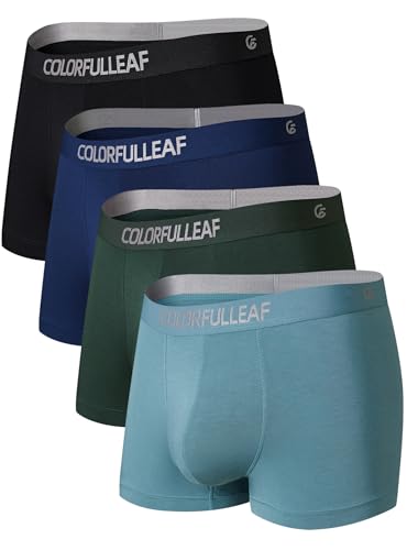 COLORFULLEAF Mens Boxer Briefs Short Leg Soft Rayon Made From Bamboo Underwear Trunks for Men Pack (4A,S)