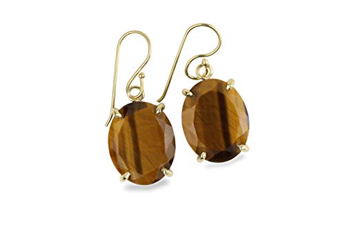 Boucles d'oreilles oeil de tigre en or, cadeau idéal pour femme