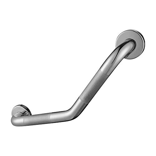 Kibath 471541 Asa de Seguridad Antideslizante en Z de Acero Inoxidable 304. Acabado Cromo Brillo y embellecedores para Ocultar los Tornillos, 6 Puntos de Anclaje