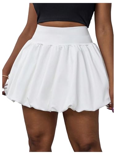 GORGLITTER Women's Plus Size Ruffle Bubble Mini Skirt Pleated High Waisted Y2K Summer Tennis Skirts