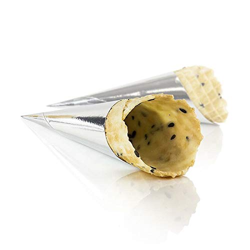 Waffelhörnchen schwarzer Sesam, gecoated, Ø30x80mm h, 498g, 83 St