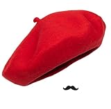 XuoAz French-Beret for Women Men Halloween-Mime-Artist-Costume with Fake Mustaches for Halloween Cosplay Accessories
