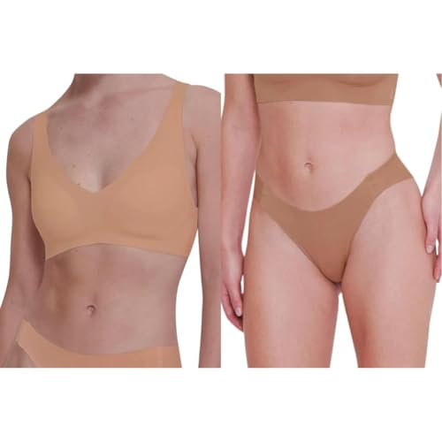 Sloggi ZERO Feel 2.0 soft bra brassière sans armature et culotte marron L