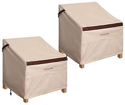 PATIOASIS 40''W x 40''D x 36''H Oversized Outdoor Recliner Chair Cover 2 Pack, Patio Adirondack Deep Seat Single Armchair Waterproof Fade-Resistant Beige Lawn Deck Furniture Cover