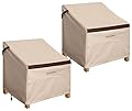 PATIOASIS Patio Chair Covers Set of 2 Heavy Duty Waterproof Lounge Deep Seat Covers Outdoor Lawn Patio Furniture Chair Cover 2 Pack Beige/Brown