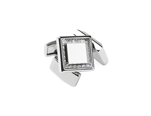 Mancuernillas cuadradas de cristal para hombre plateadas miniatura 1