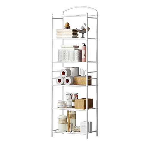 HOMEFORT Metal Bathroom Shelf,6-Tier Tower Rack, Freestanding Storage Organizer, Metal Shelving Unit with 6-Tier Durable Shelves for Bathroom, Kitchen, Living Room, Laundry
