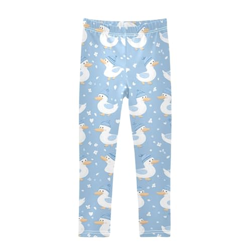 Ducks Wearing Hats Girls' Leggings Toddler Doodles Cute Kids Yoga Pants Dance Active Tights 4T