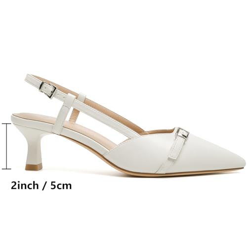 Image of Mostrin Kitten Heels for Women Pointed Toe Pumps Patent Leather Low Heel Slingback Heels with Buckle Dress Shoes for Dating Party Working