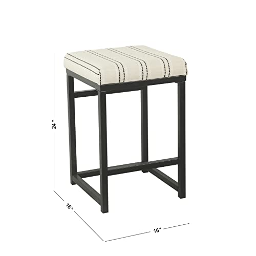 Image of HomePop Metal Frame Counter Stool, 24-Inch, Black & White Stripe