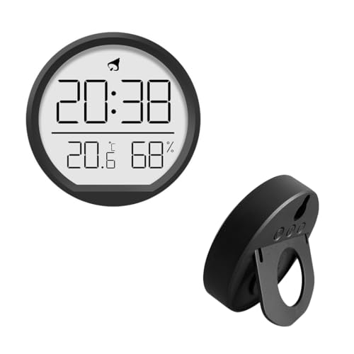 JP Number デジタル時計 掛け時計 シンプル スリム マグネット 卓上 置き時計 湿温度計 電池式 (ブラック)