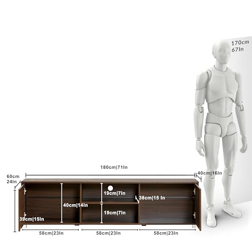 Image of DeckUp Cannes 2-Door Engineered Wood TV Entertainment Unit and TV Stand with Storage (Walnut, Matte Finish)