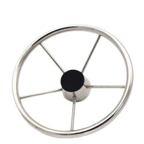 5-Spoke Marine Stainless Steel Steering Wheel With Knob Grip Compatible With Various Boats(Without knob)