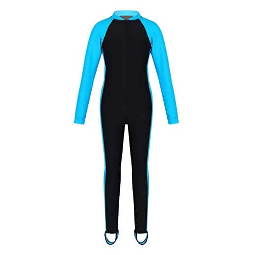 Doomiva Kinder Jungen Mädchen Neoprenanzug Lang Neopren Tauchen Unisex Kinder Einteilige Bademode Sonnenschutz Schwimmanzug Gr.104-158 Eisblau 152-158