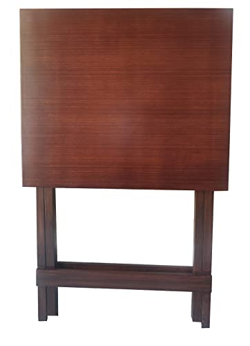 Image of fplus Teak Wood Folding Table 18x20x27 Inches | Tall Side Table for Sofa, Bed & Garden