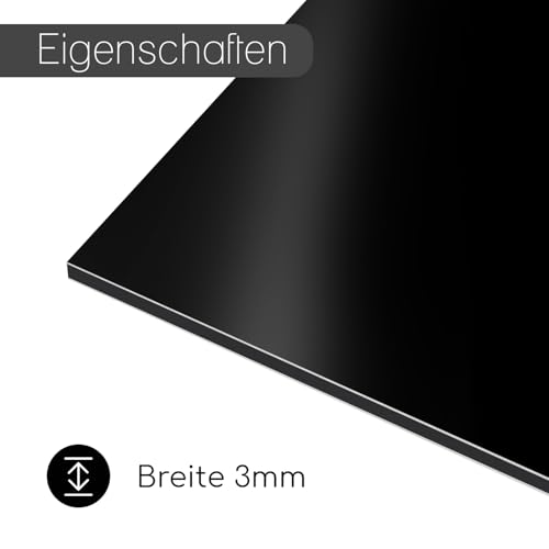 Aluverbundplatte schwarz I wetterfestes Aluminium Schild I für Modellbau Messebau Beschilderung Heimwerker Siebdruck 40 x 60 cm