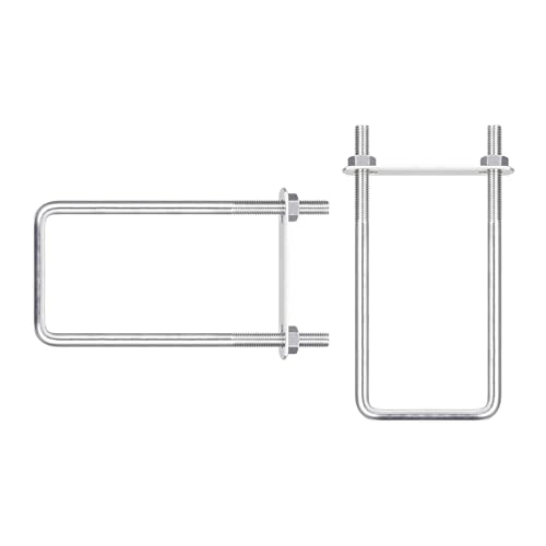Image of DTGN M8x60x160mm(ThreadxWxL) Square U Bolt - 2Pack - Good for Trailer Pipe Replacement Parts - 304 Stainless Steel U Shape Bolts
