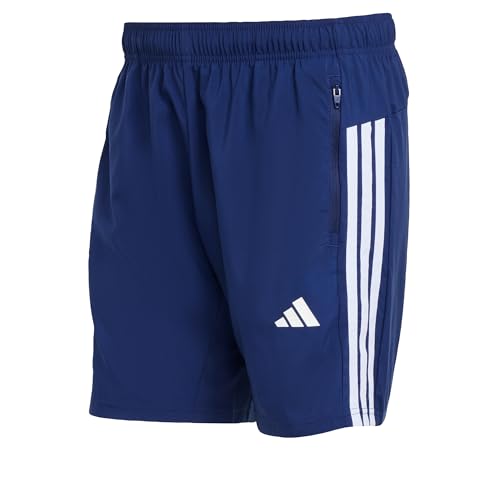 adidas Uomo Workout Essentials Base 3 Stripes Woven Short 5 Inches Shorts, Dark Blue/White, XL