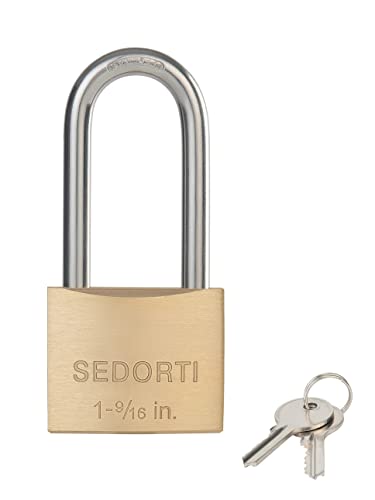 Image of SEDORTI Outdoor Weatherproof Padlock with Stainless Steel Shackle and Solid Brass Body, Marine Grade Rustproof Long Lock for Sheds, Storage Unit School Gym Locker, Fence, Toolbox, Hasp Storage