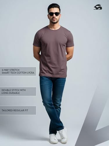 Image of ADRO Men's Cotton Solid Regular Fit T-Shirt