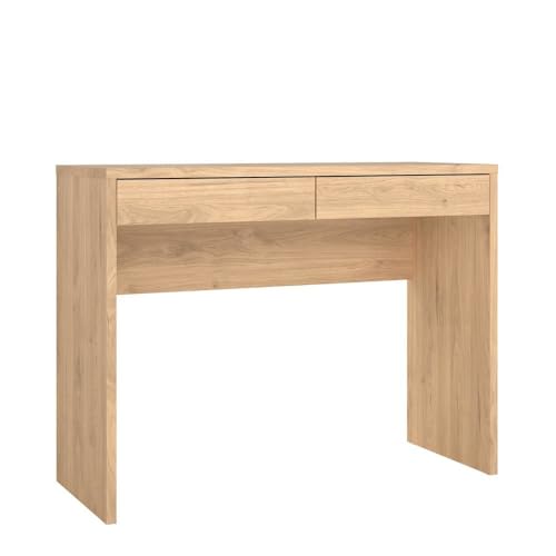 Furnifact Brown Wood Desk with Drawers Writing Desk with Drawers for Home Office Elegant Computer Study Table for Bedroom or Work from Home