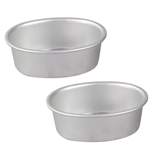 MUELODSIC Juego de 2 Moldes Ovalados para Tarta de Queso de Aleación de Aluminio Anodizado Molde para Hornear Pasteles Pudines y Gelatinas Reutilizables Tamaño Mediano Ideales para