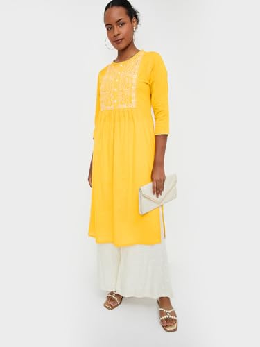 Image of Max Women's Cotton Blend Regular Fit Casual Kurta