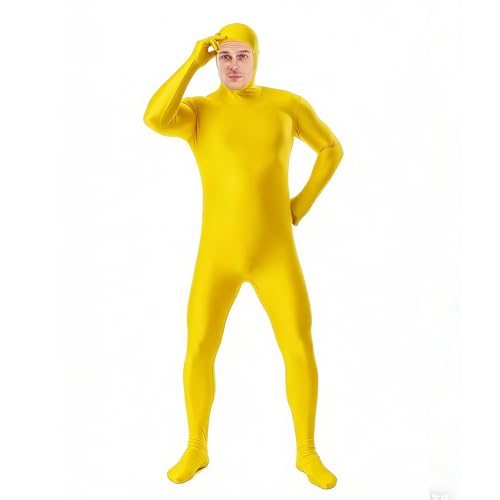 SilverChry Traje Carnaval para Mujeres y Hombres, Disfraz Segunda Piel Unisex, Halloween, Carnaval y Cosplay, con Cara Descubierta (Amarillo, L)