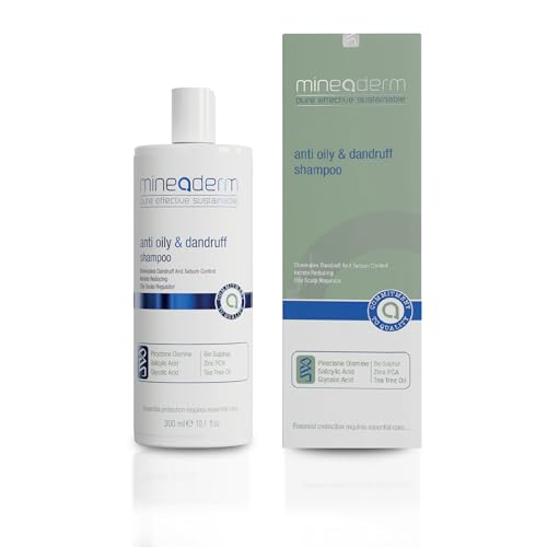 Mineaderm Anti-Schuppen Shampoo für Fettige & Juckende Kopfhaut – Mit Piroctone Olamine, Salicylsäure & Teebaumöl – Ohne Silikone – Für Damen & Herren – 300 ml