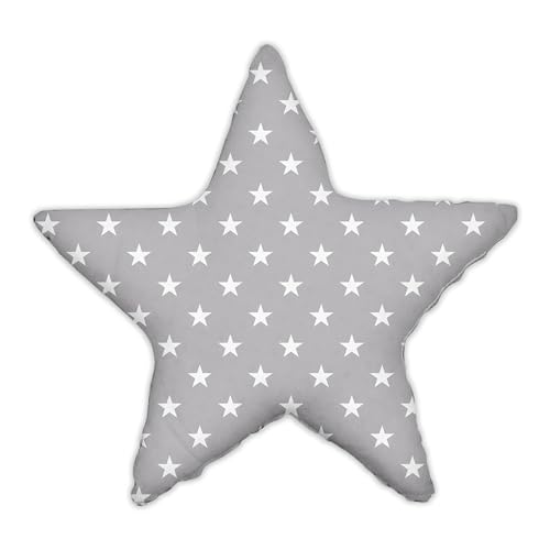 Stillkissen Musselin klein Breastfeeding und Nursing Pillow für unterwegs 20 cm - Stillmuff Armkissen und Lagerungskissen Baby Arm Still Kissen Oeko-Tex Grau mit Weiß Sternen