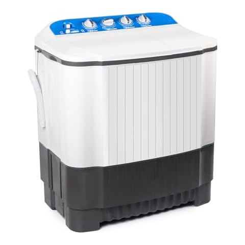 EUASOO 24Lbs Portable Washer and Dryer, Portable Washing Machine, Washer (16Lbs)& Spin(8Lbs)2 in 1 Twin Tub Washer Compact Machine with Drain Pump Cover
