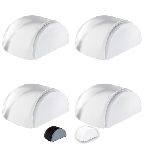 Topes Para Puertas Suelo Pack 4 - Adhesivo Transparente Invisible – Tope Puerta Antigolpes para Hogar u Oficina – Tope De Puerta Funcional – Bloqueador De Puerta Seguro – Sujeta Puertas (Transparente)