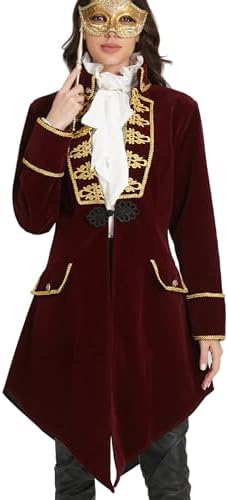 Womens Medieval Victorian Gothic Tailcoat Masquerade Costume Jack...