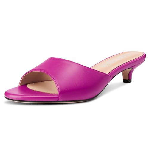 Image of TNYNFBEB Womens Low Kitten Heel Open Toe Sandals Mules Shoes Slingback Prom Party Dress Summer 1.4 Inches Heels