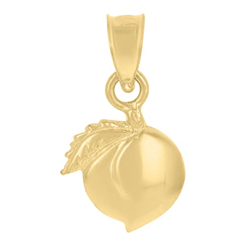 10k Yellow Gold Unisex Peach Food Charm Pendant