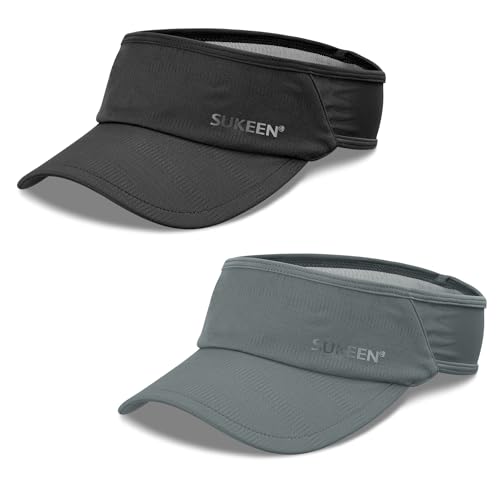 Image of Sukeen 2 Pack Sports Sun Visor Women Men Lightweight Packable Stretchy Visor Hat for Golf, Tennis, Running
