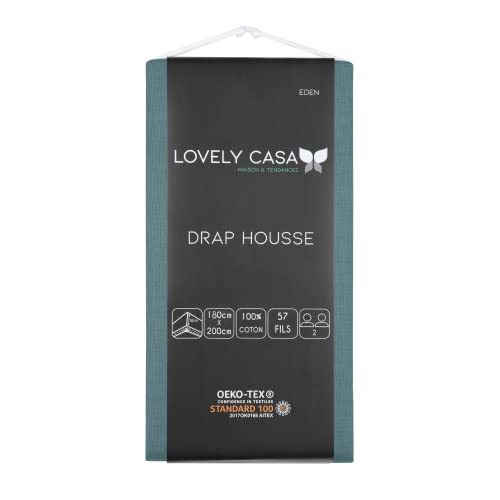 STOF, Fitted sheet, Size 180 x 200 cm, Large 30 cm, 100% Oeko-Tex certified cotton, Eucalyptus, Eden model - Image 2