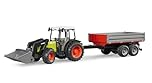 bruder 02112 - Claas Nectis 267 F avec chargeur frontal & remorque à ridelles - 1:16 Véhicule, jouet, tracteur, ferme, agriculture, travaux des champs, machine, remorque basculante