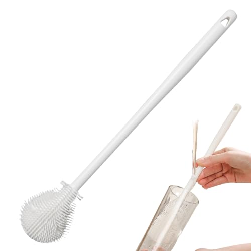 Cepillo de limpieza de botellas, cepillo para botellas de agua, cepillo para lavar botellas con mango largo, cepillo abrasivo para colgar cristalería, limpiador de botellas para tazas, recipiente con