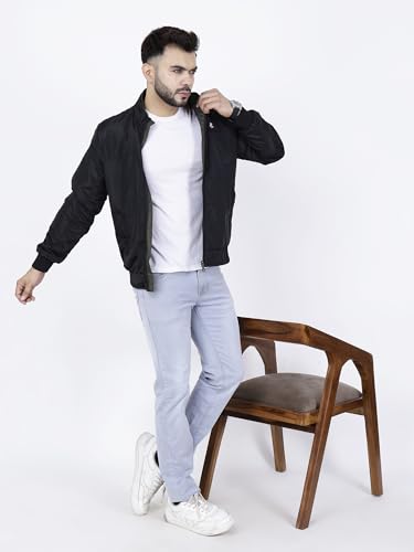 Image of Dollar Full Sleeves Bomber Jacket for Men | TPU Men's Standing Collar Lightweight Winter Jacket, Regular Fit