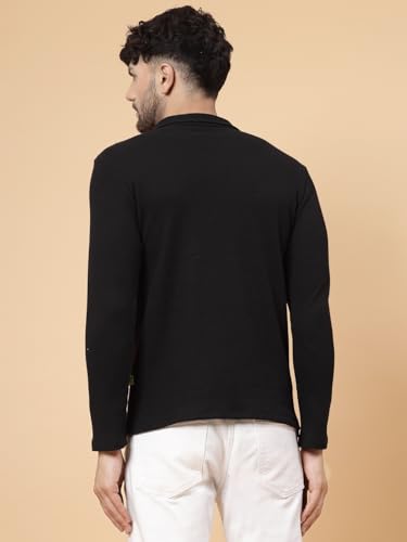 Image of Rigo Printed Casual T-Shirts for Men | Waffle Knit Solid T-Shirt for Men | Full Sleeves T-Shirts for Men