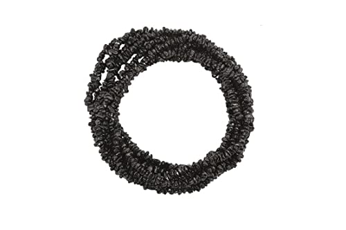 Collier spinelle noire non coupée 254 cm perles pépites dolomite