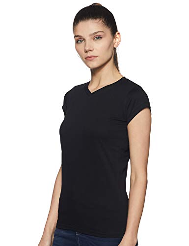 Image of Miss Chase Women's Maroon Super Soft V-Neck Short Sleeves Cotton Solid Regular Fit T-Shirt