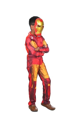 Image of BookMyCostume Polyester The Red Yellow Superhero Muscles Kids Fancy Dress Costume - Imported 3-4 Years