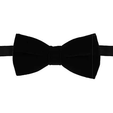 Dan Smith Black Bowtie For Men Clip-On Adjustable Pretied Bowtie Black Flannel C.C.O.AI.001 Plain Cover