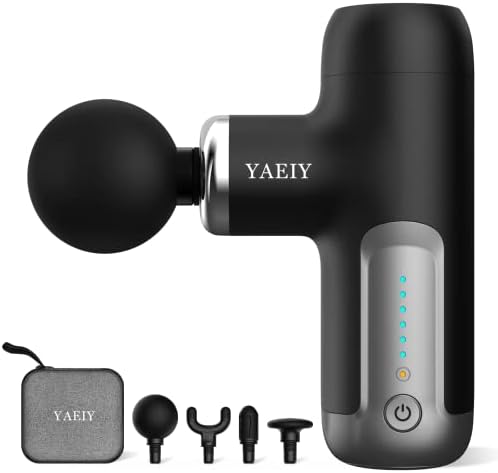 YAEIY Mini Massage Gun, Portable Massage Gun for Deep Tissue Muscle, Handheld Small Massage Gun, Compact Powerful Massager with Case for Travel, Athletes,Office Gifts, Black