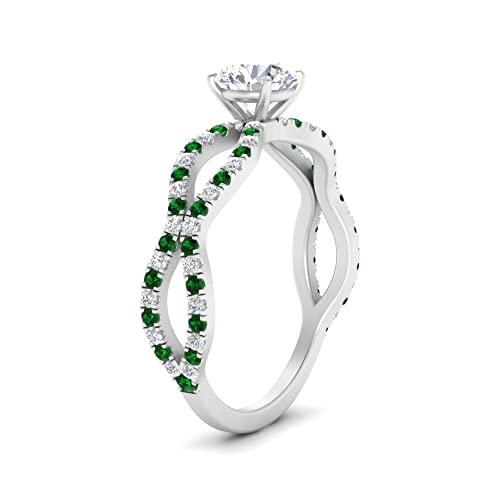 Image of 55Carat Choose Your Gemstone Pave Split Wave Diamond CZ Ring Sterling Silver Round Shape Split Shank Engagement Ring Everyday Jewelry Wedding Jewelry Handmade Gifts for Wife US Size 4 to 12