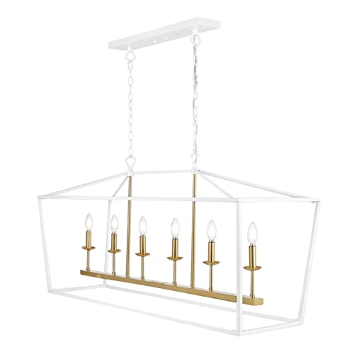 Image of JONATHAN Y Pagoda 6-Light Pendant 49 inch Cage, White